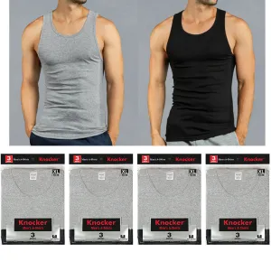 12 X Mens Tank Tops 100% Cotton A-Shirt Ribbed Pack Undershirt Black Gray XLarge