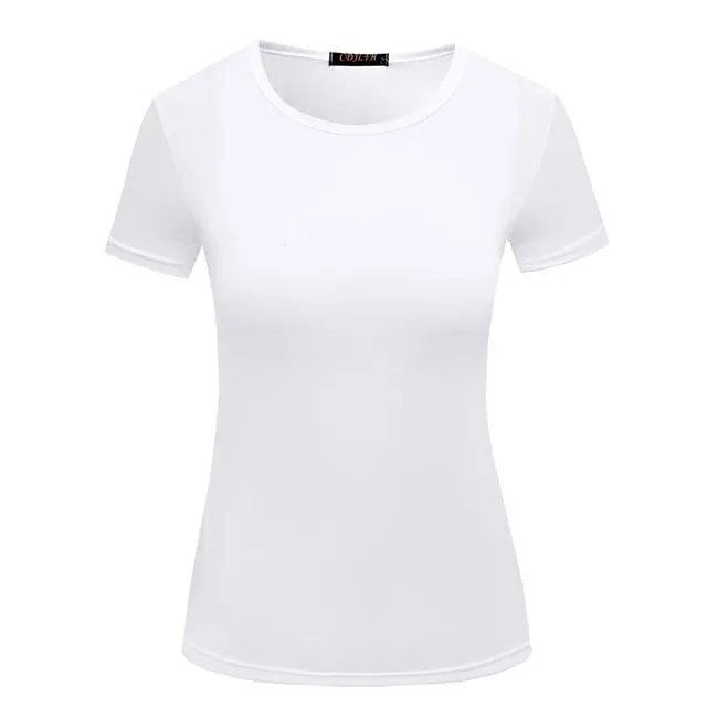 1PC Casual Female Short Sleeve Solid Tops S-XXL Popular T Shirt Hot Sale Plain Basic High Quality Elastic 6 Color Women