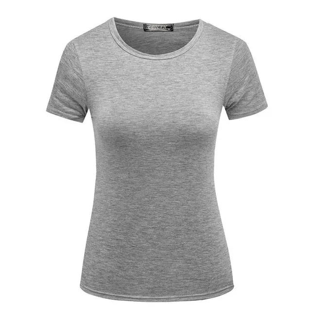 1PC Casual Female Short Sleeve Solid Tops S-XXL Popular T Shirt Hot Sale Plain Basic High Quality Elastic 6 Color Women