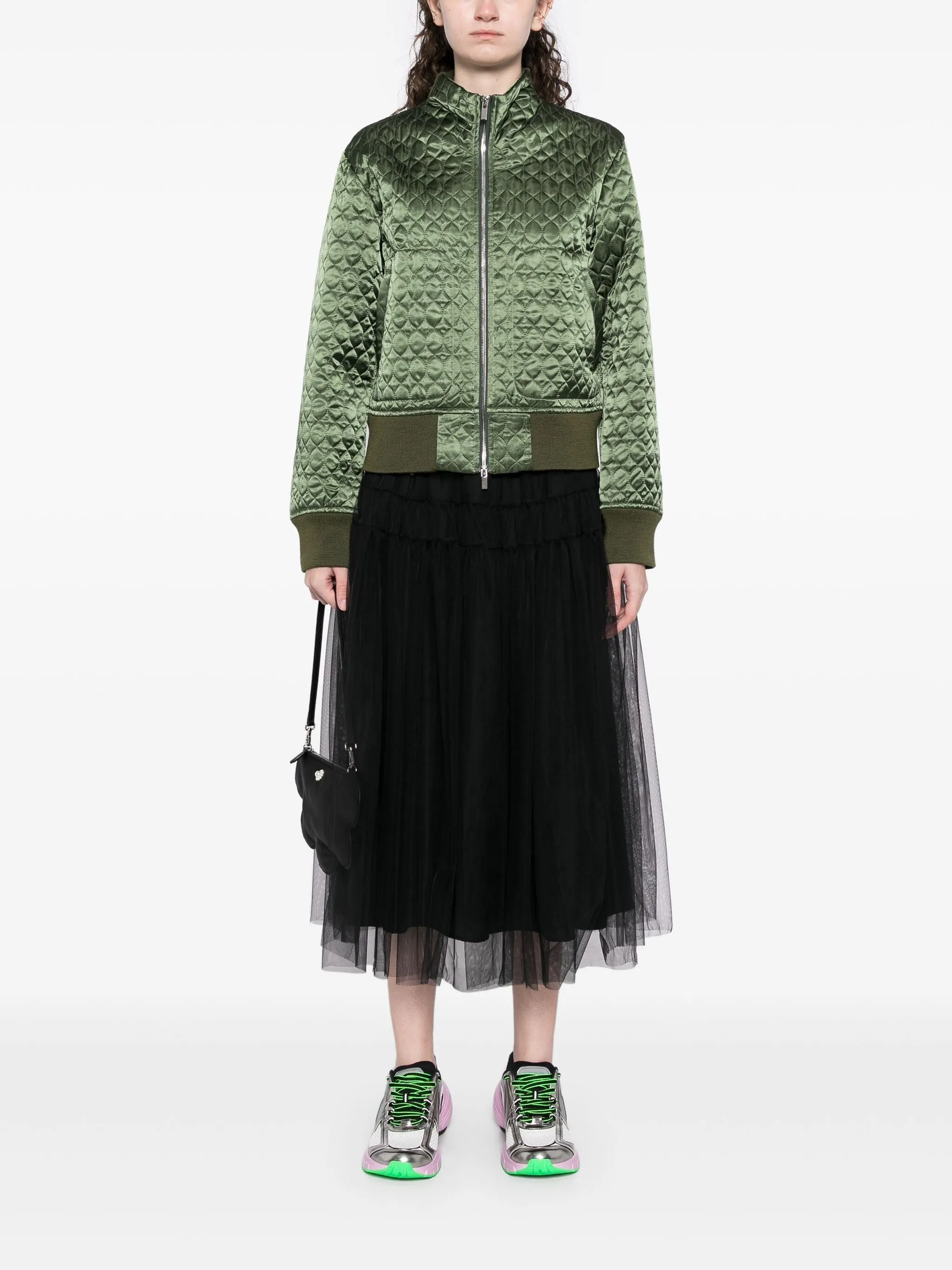 Acetate Satin Quilted Blouson