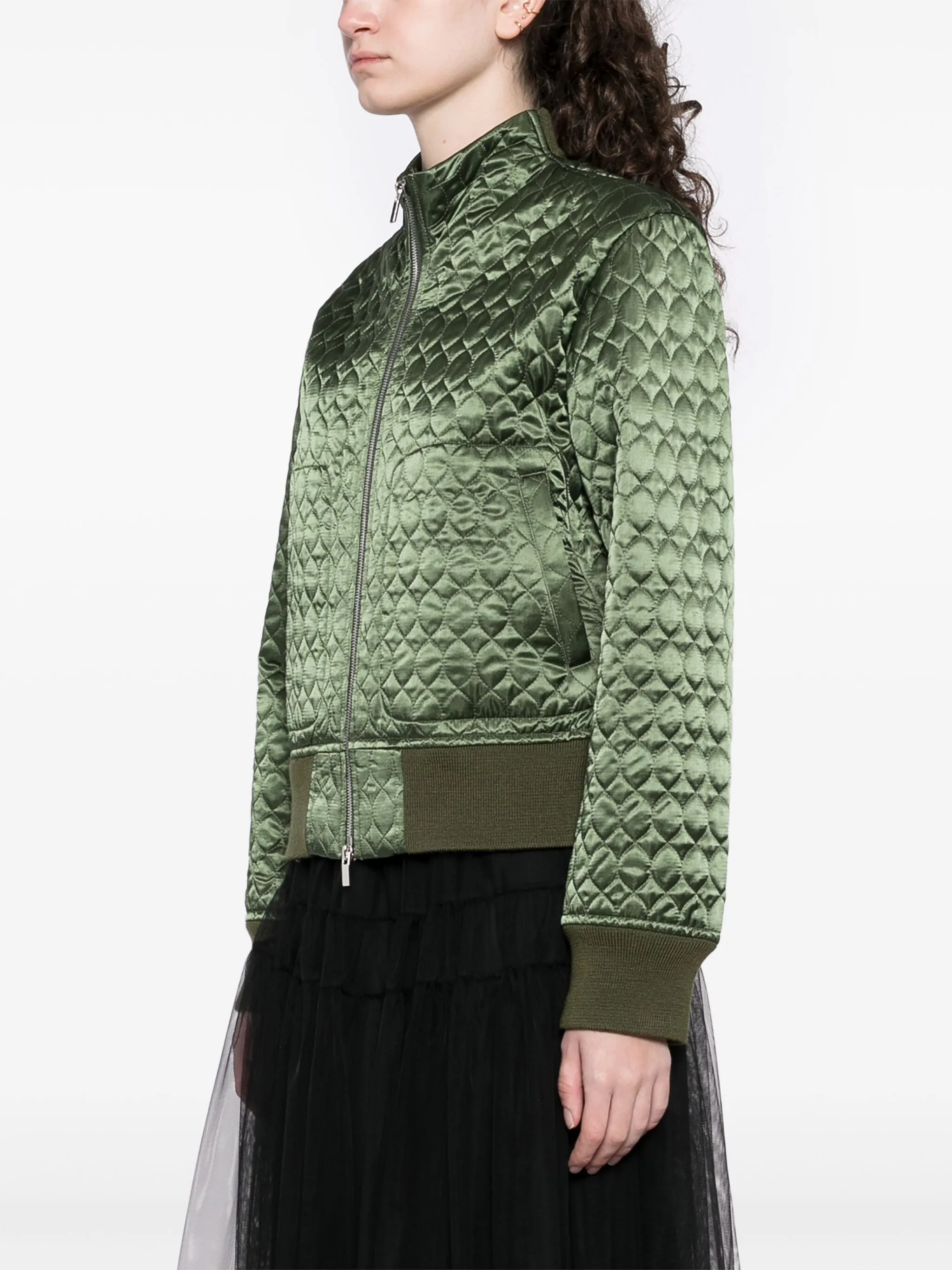 Acetate Satin Quilted Blouson