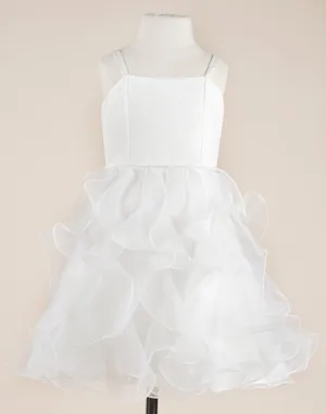 Appealing White Ruffled Organza Dress