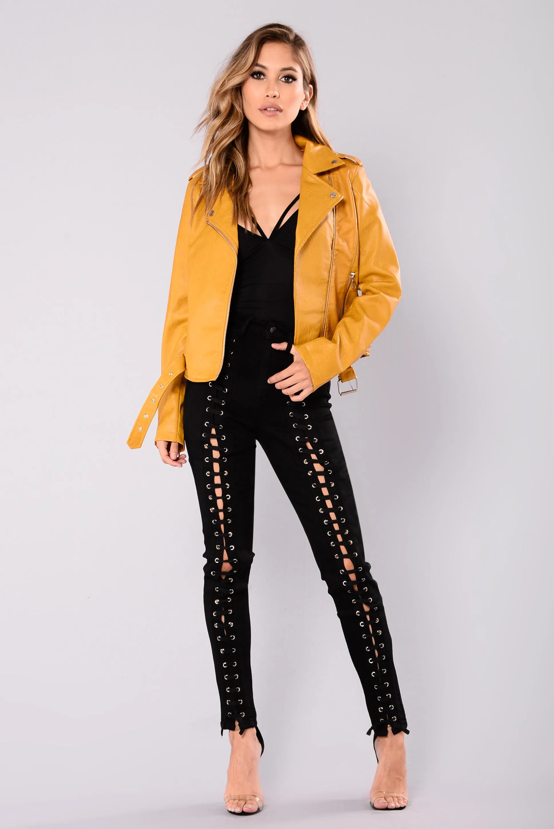 Araxie Vegan Leather Jacket - Mustard