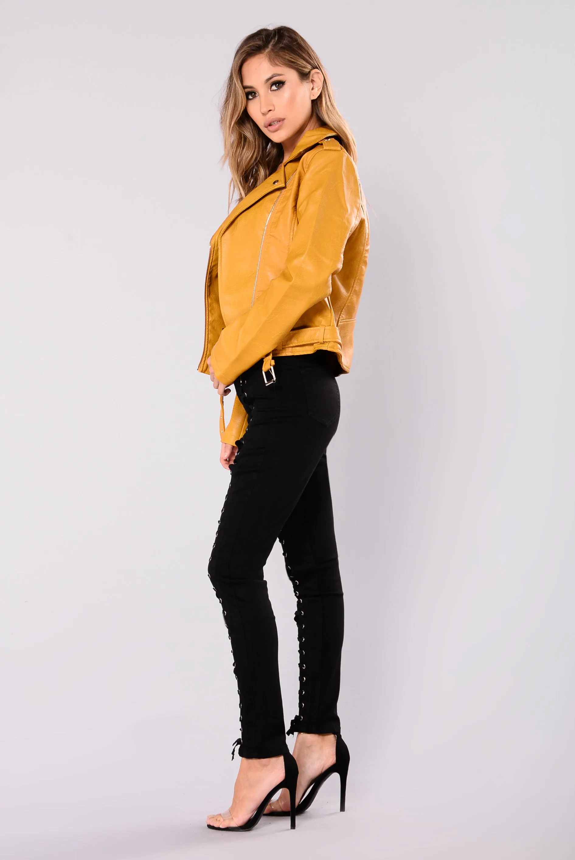 Araxie Vegan Leather Jacket - Mustard
