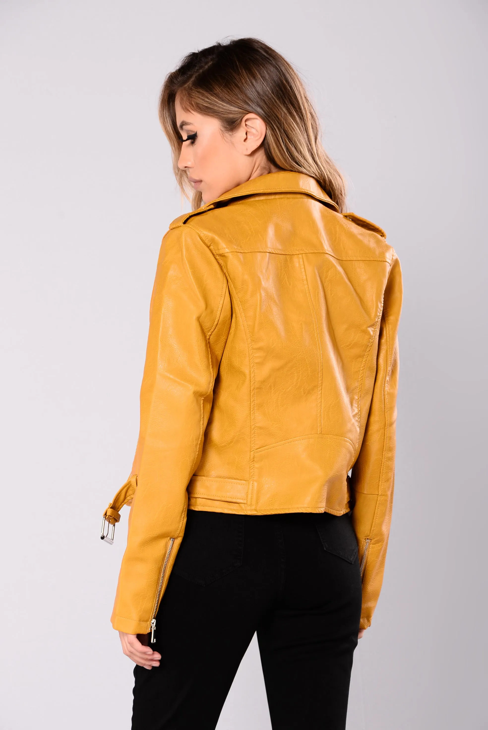 Araxie Vegan Leather Jacket - Mustard