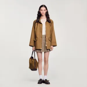 Bastien Coat With Leather Collar Clay