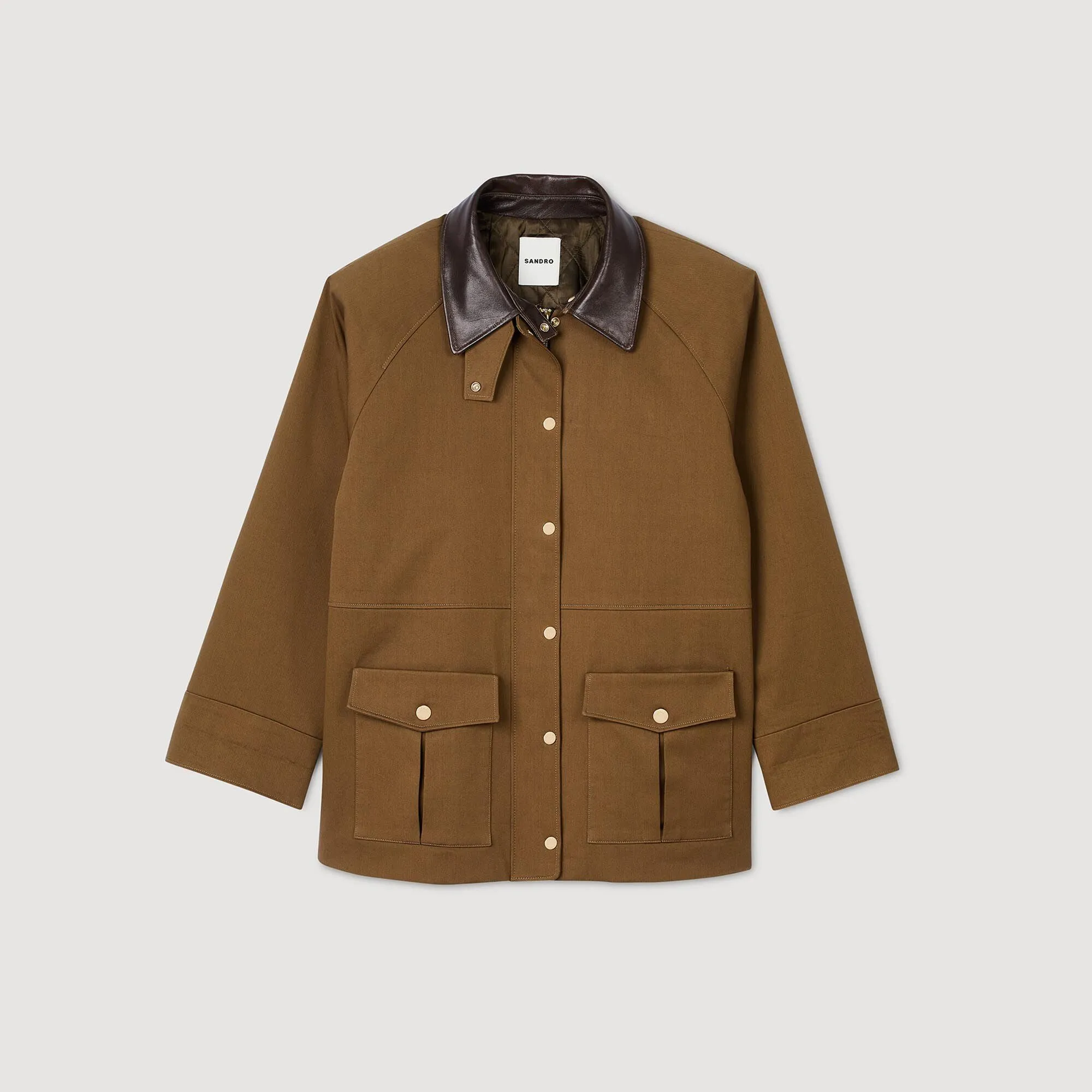 Bastien Coat With Leather Collar Clay