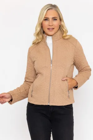 Beige Textured Jersey Jacket