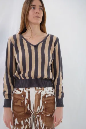 Beklina Latta V-neck Sweater Charcoal/Toast