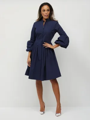 Bell-Sleeve Button-Front Shirtdress