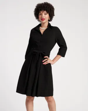 Bellini Midi Dress Waffle Weave Black