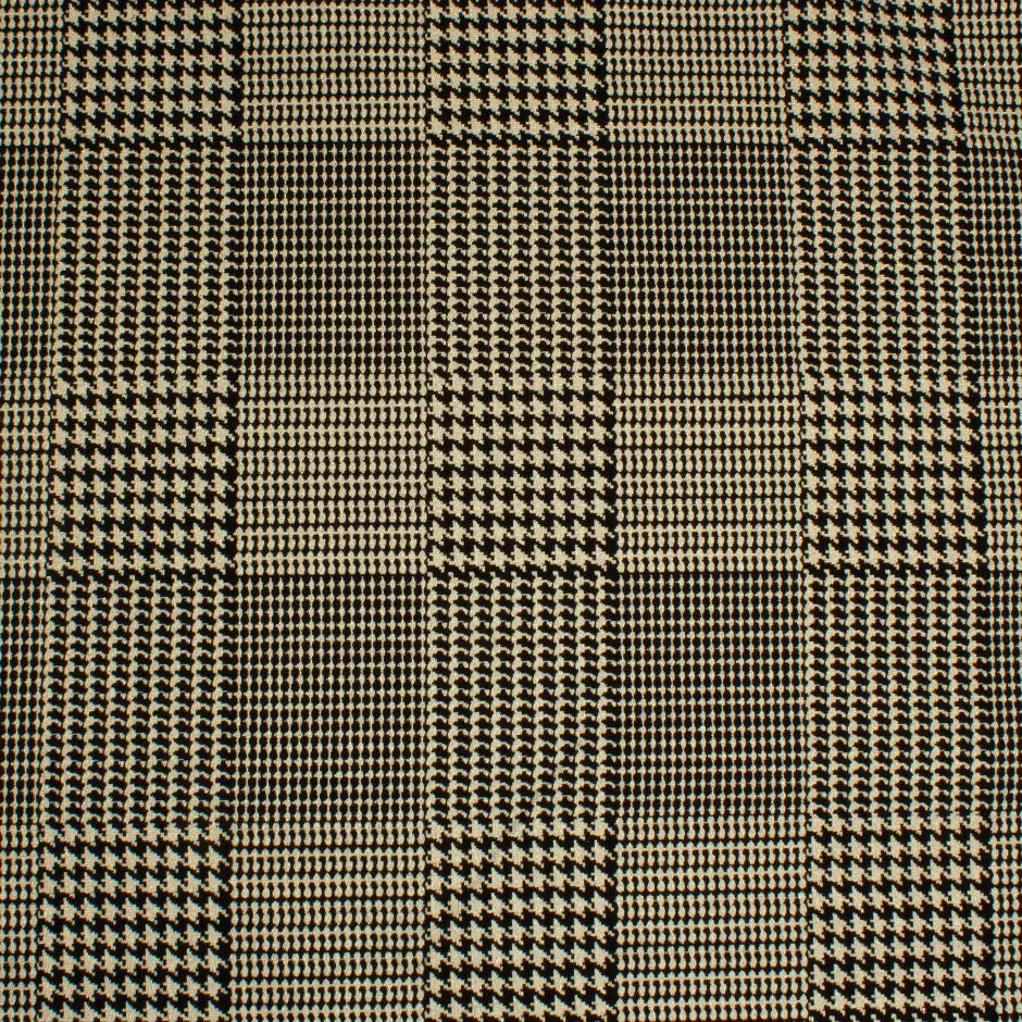 Black & Gold Lurex Prince of Wales Stretch Cotton