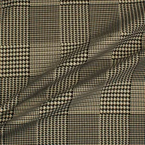 Black & Gold Lurex Prince of Wales Stretch Cotton