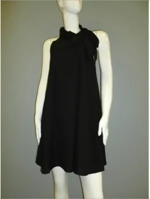 Black Mock Tie Neck Chiffon Dress