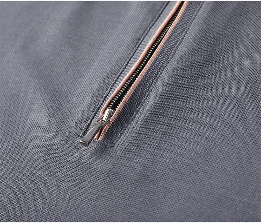Bollrllr Mulberry Silk Golf Men's Polo Shirts Solid Short Sleeve Zipper Male T-Shirts Cotton Man Tees