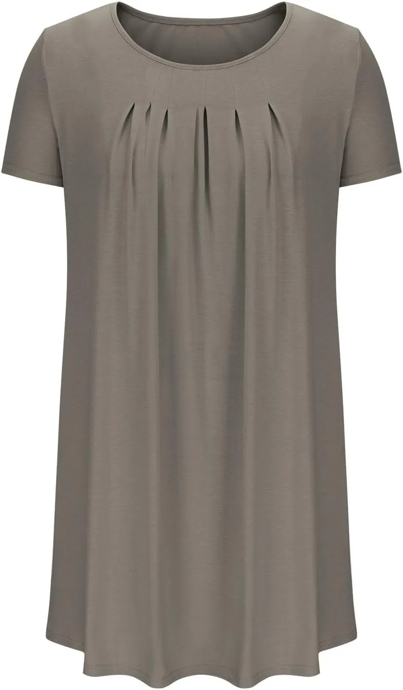 Borniu Women's Summer Casual T Shirt Dresses Short Sleeve Swing Dress with Pocket Fashion Casual Beach Vacation Mini Dresses