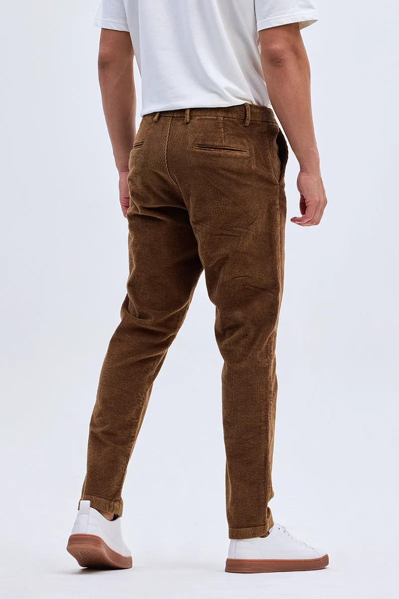 Brown Corduroy Slim Fit Trousers