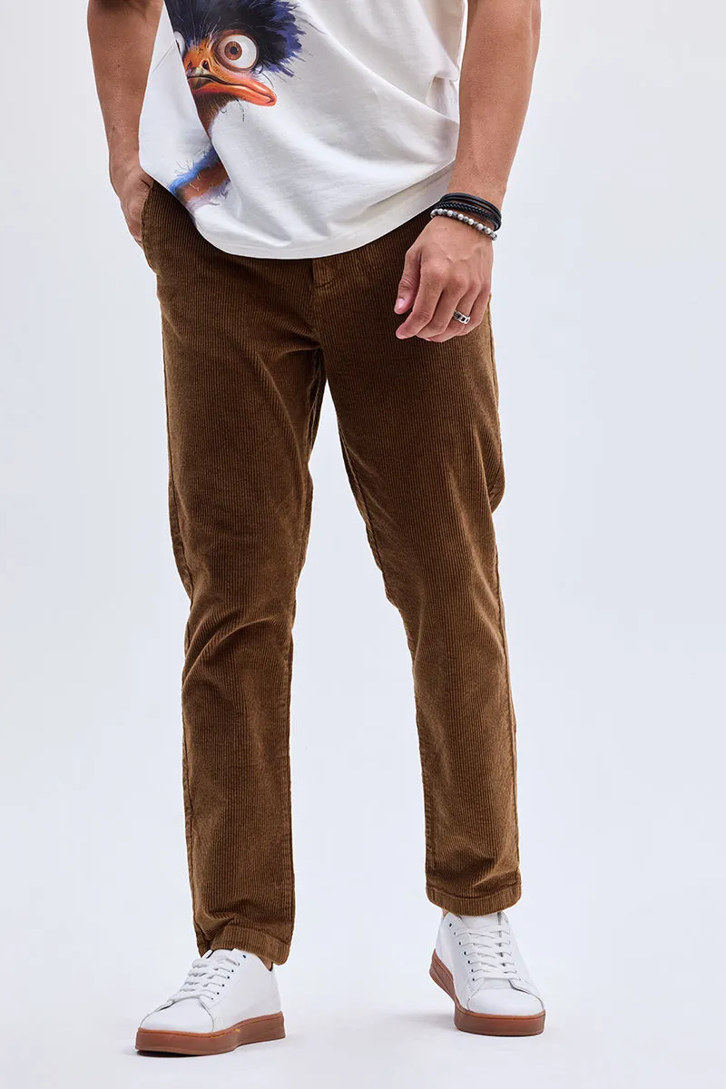 Brown Corduroy Slim Fit Trousers