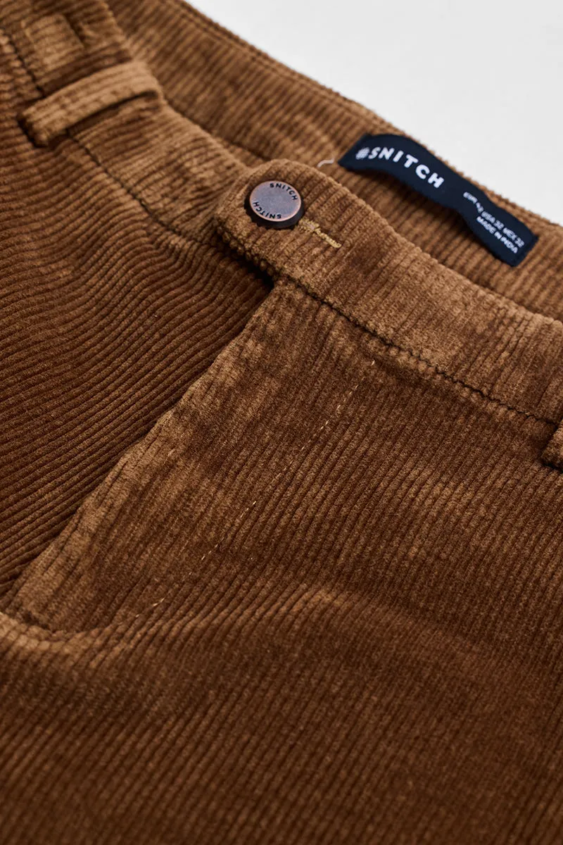 Brown Corduroy Slim Fit Trousers