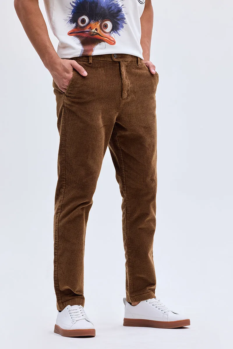 Brown Corduroy Slim Fit Trousers