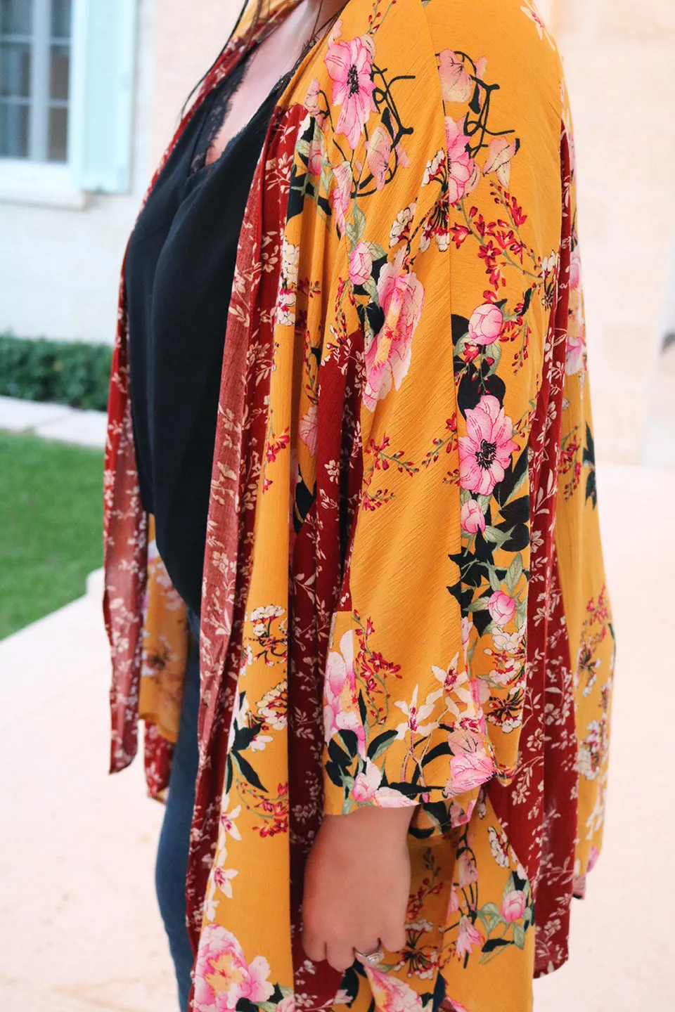 Capri Multi Patterned Boho Floral Kimono - Curvy