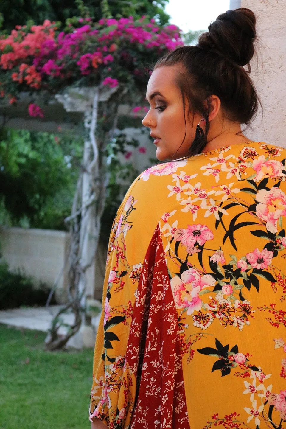 Capri Multi Patterned Boho Floral Kimono - Curvy