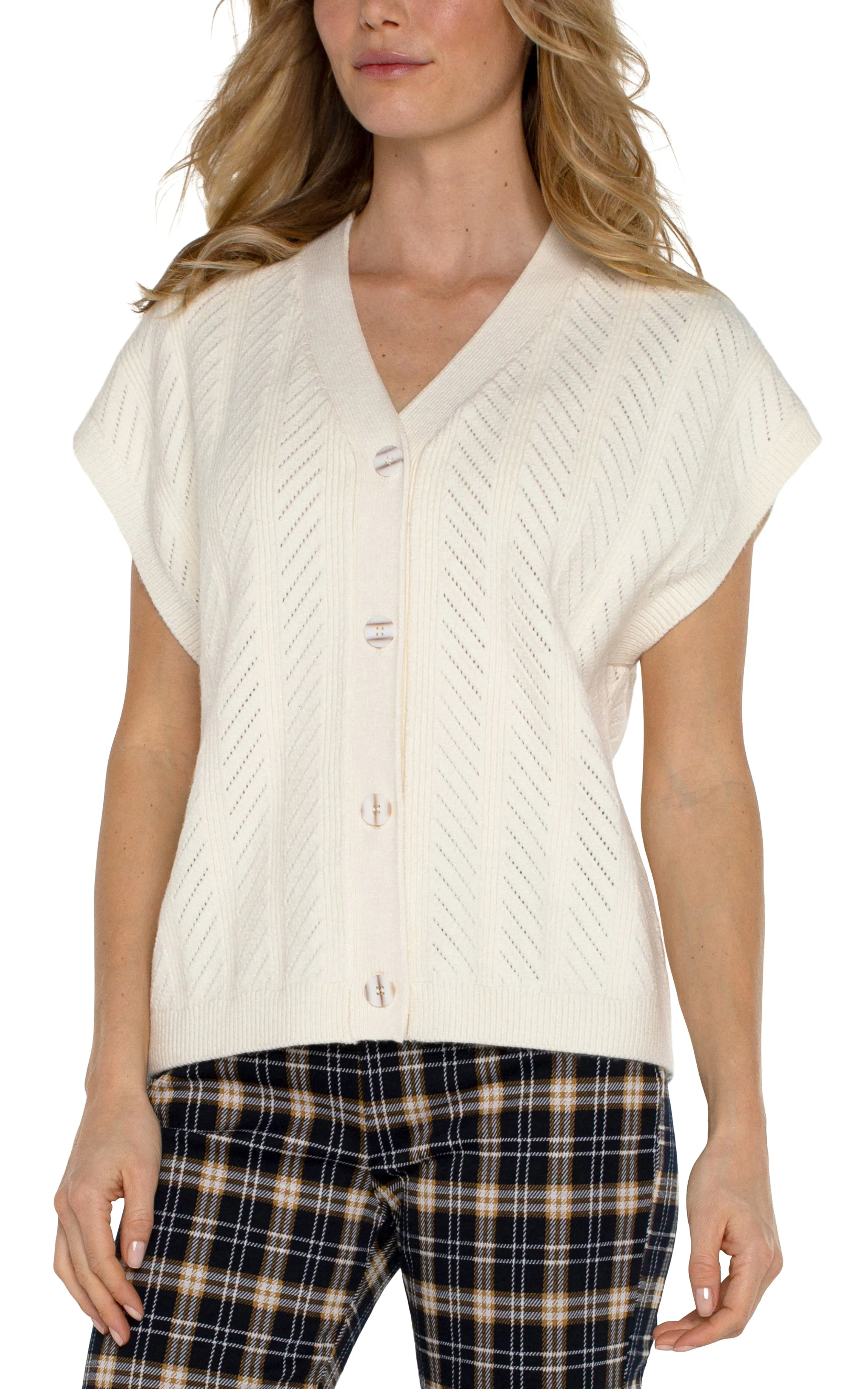 Cardi Button Front Sweater Vest