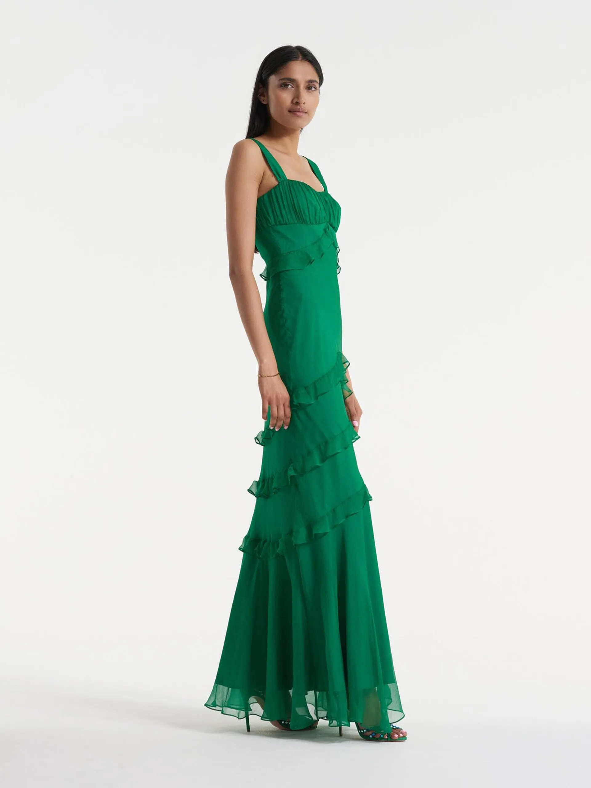 Chandra dress in emerald green