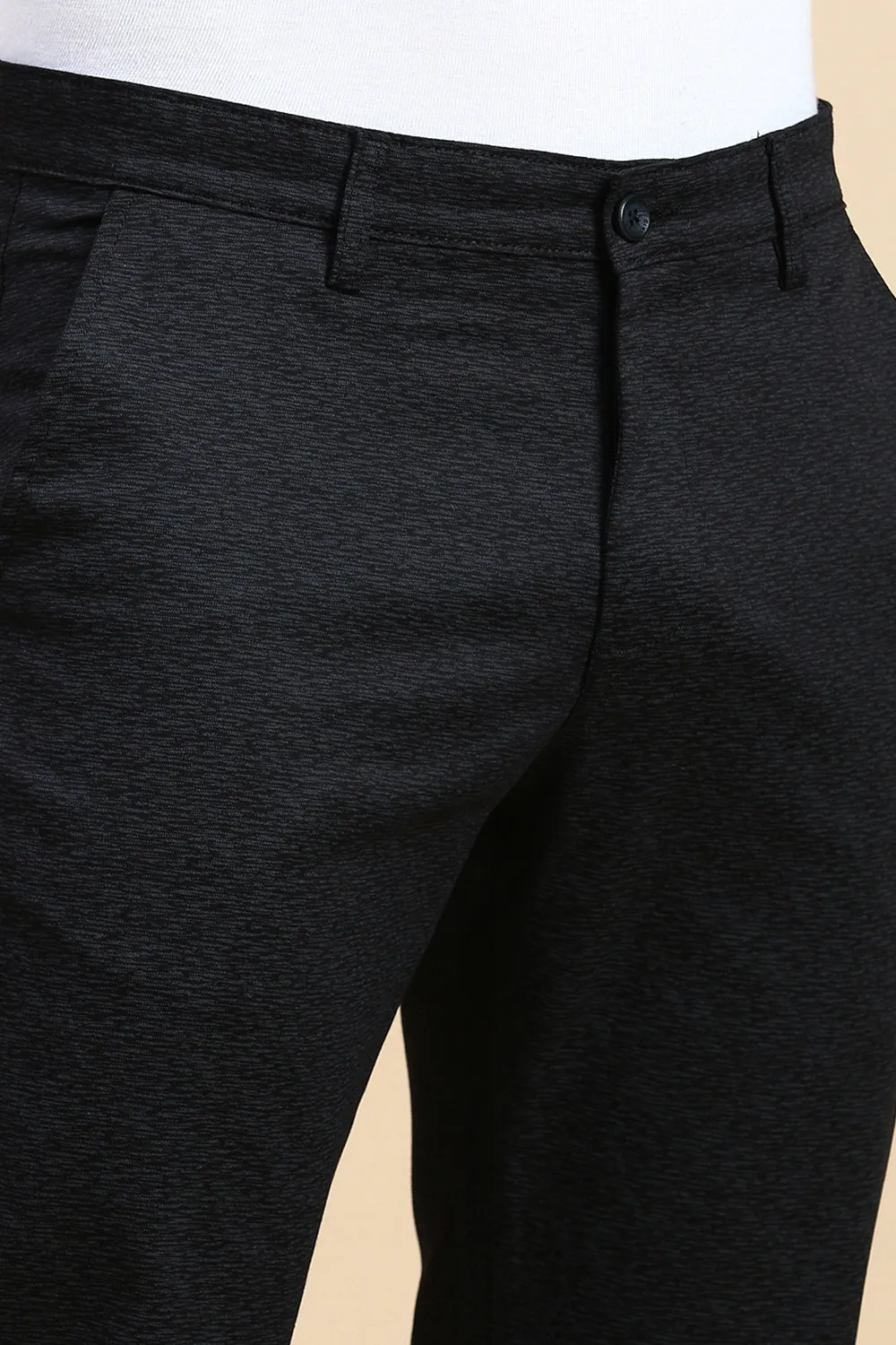 Classic Polo Men's Black Slim Fit Solid Trouser | TP2-CL 11 B-BLK-MF-LY