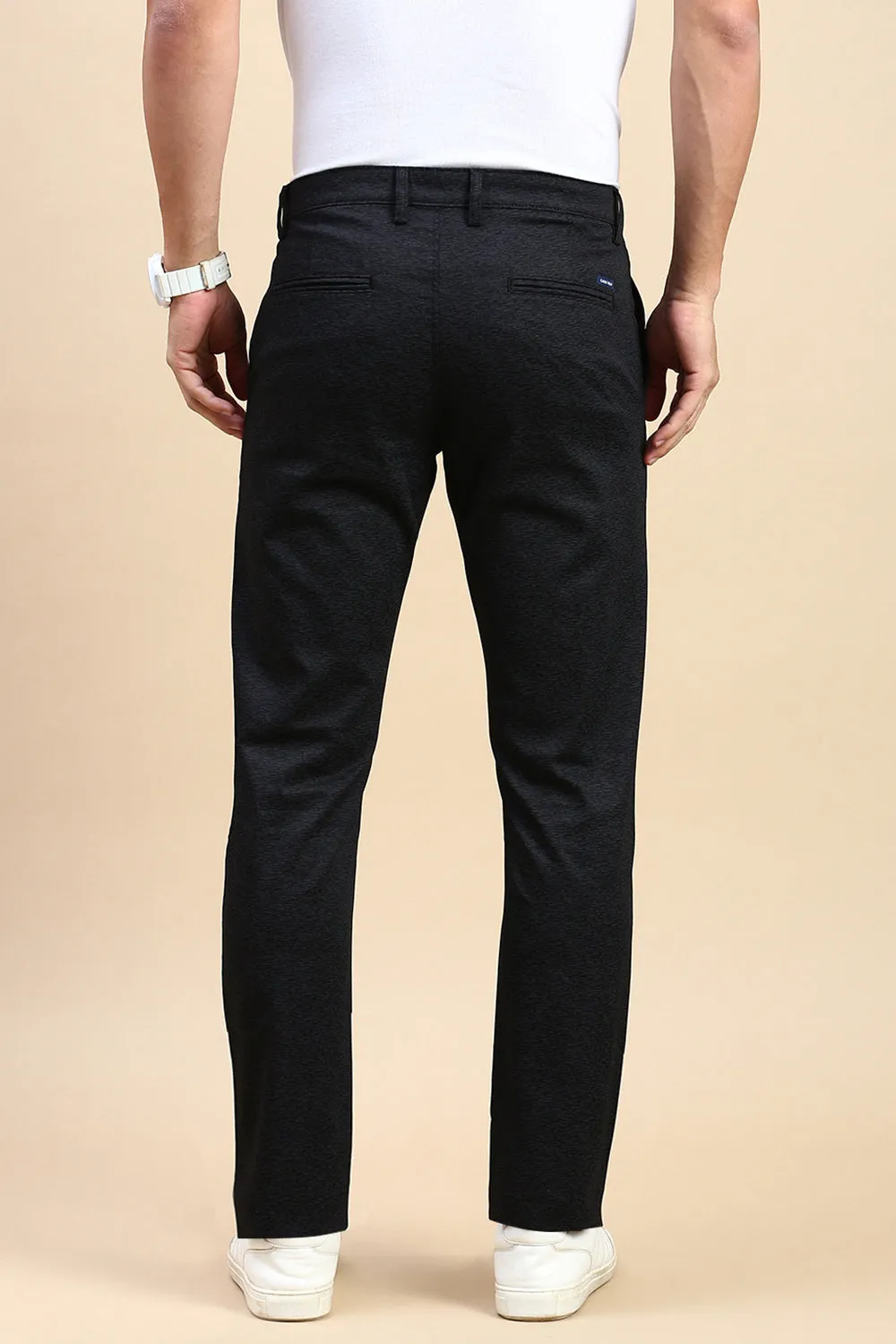 Classic Polo Men's Black Slim Fit Solid Trouser | TP2-CL 11 B-BLK-MF-LY