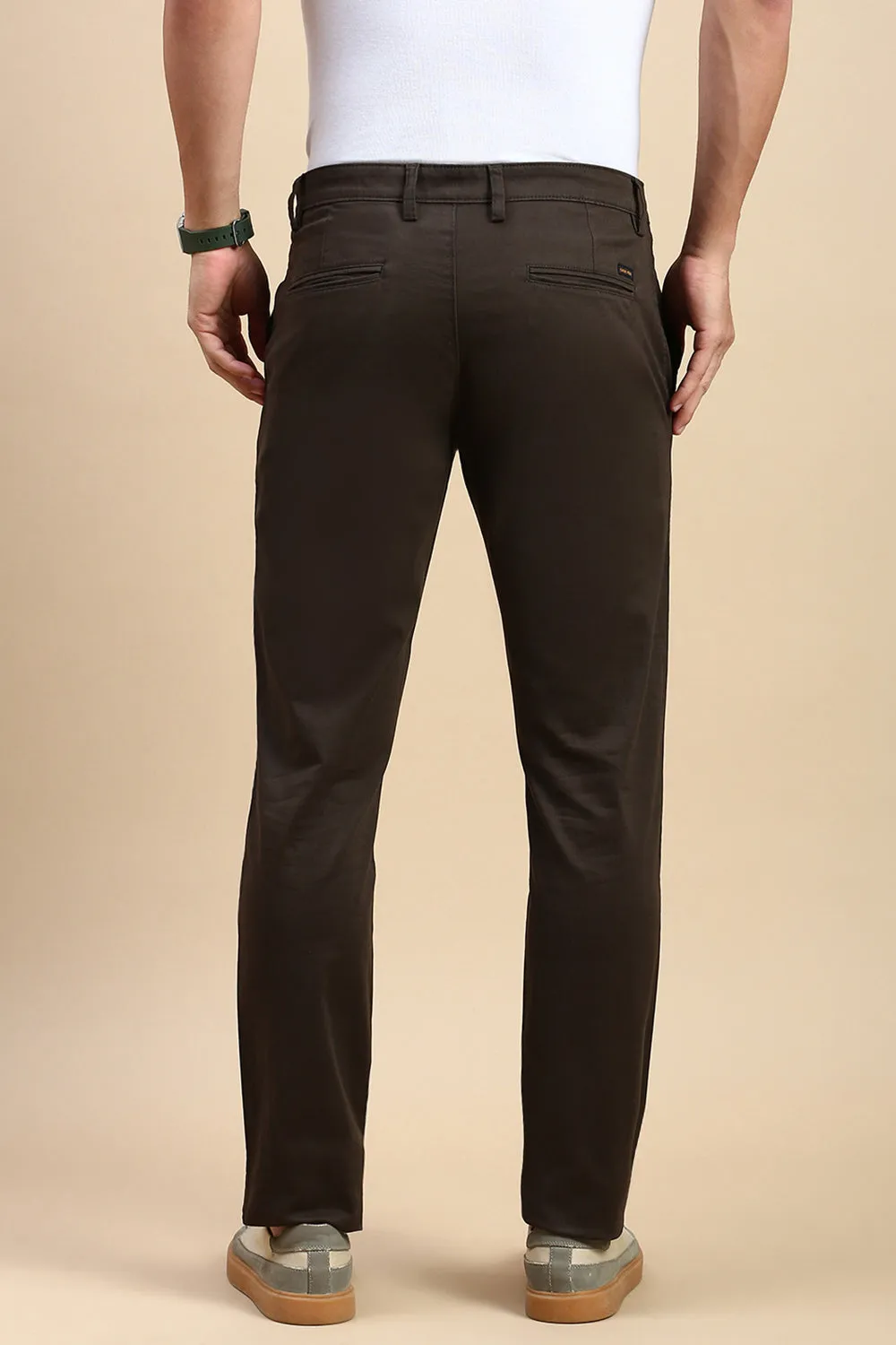 Classic Polo Men's Dark Olive Slim Fit Solid Trouser | TP2-EL-01 C-OLV-FR-LY