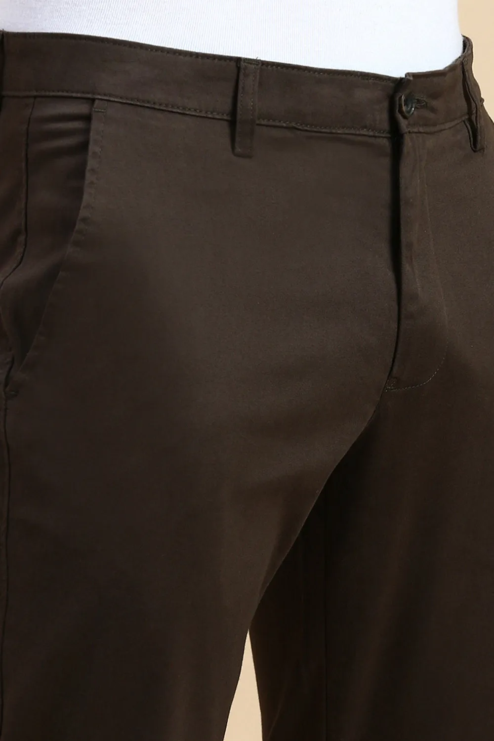 Classic Polo Men's Dark Olive Slim Fit Solid Trouser | TP2-EL-01 C-OLV-FR-LY