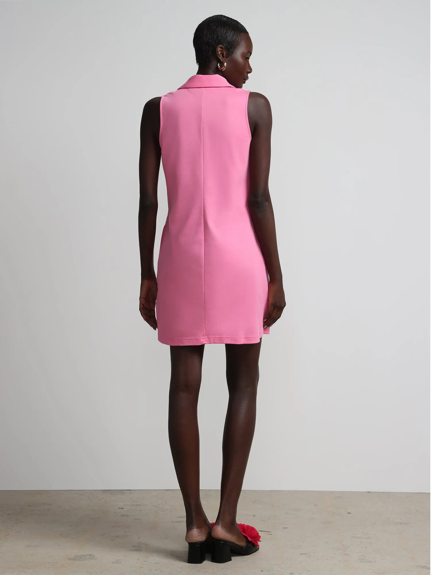 Collared Sleeveless Polo Shift Dress - City Knits