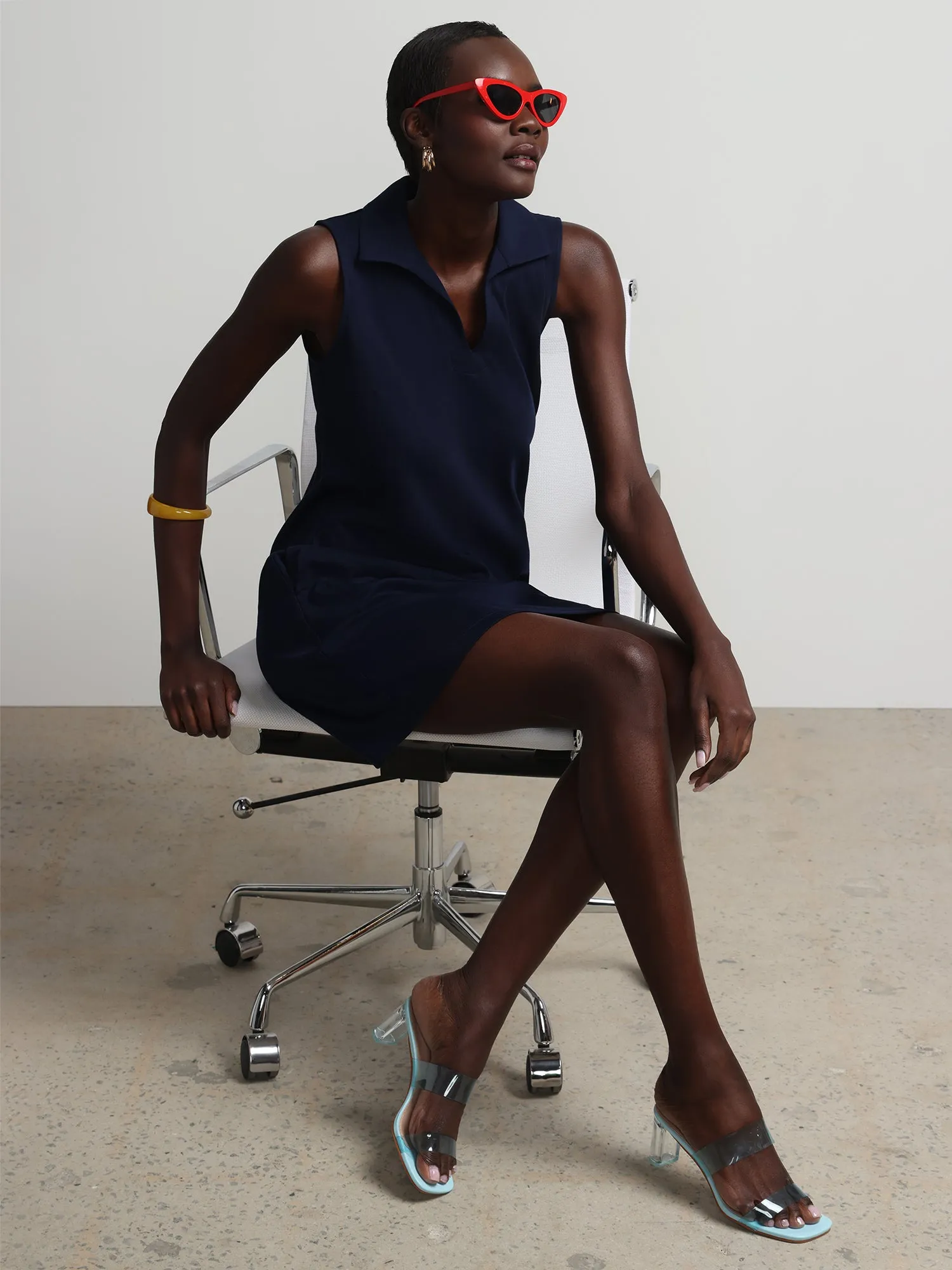 Collared Sleeveless Polo Shift Dress - City Knits