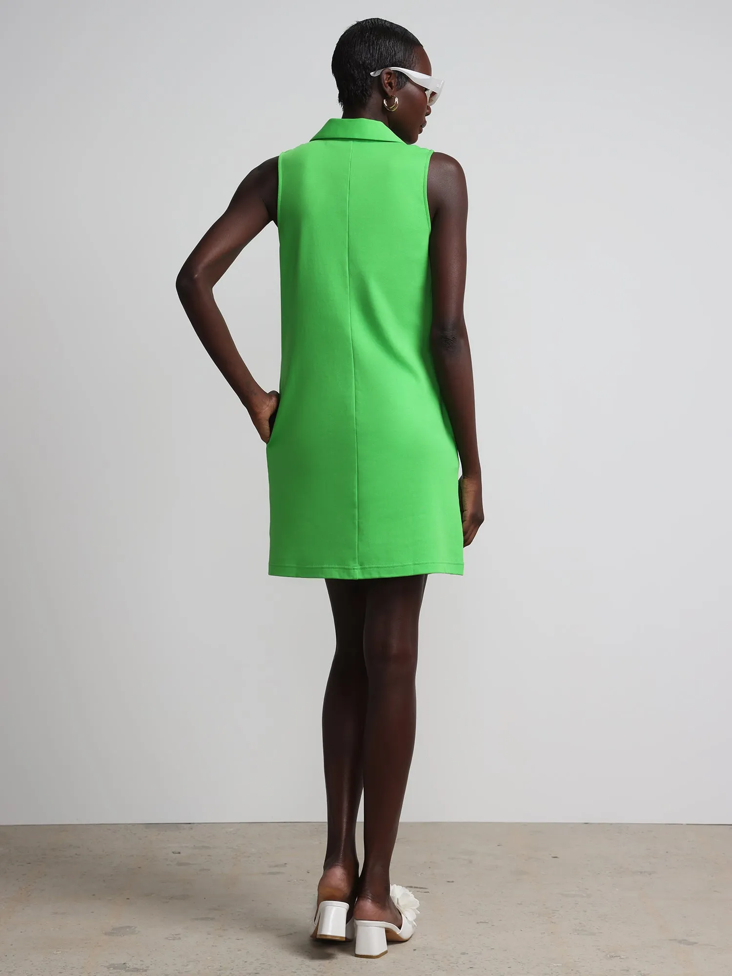 Collared Sleeveless Polo Shift Dress - City Knits