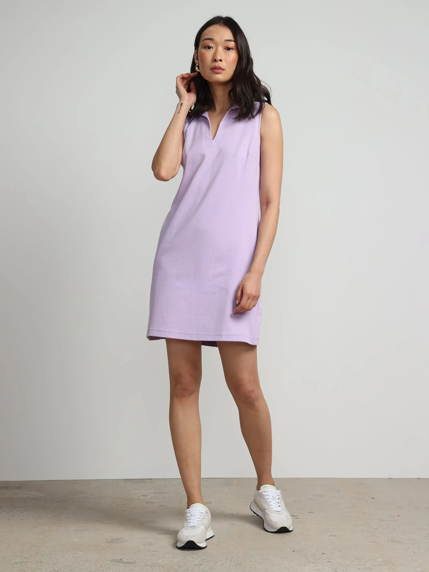 Collared Sleeveless Polo Shift Dress - City Knits
