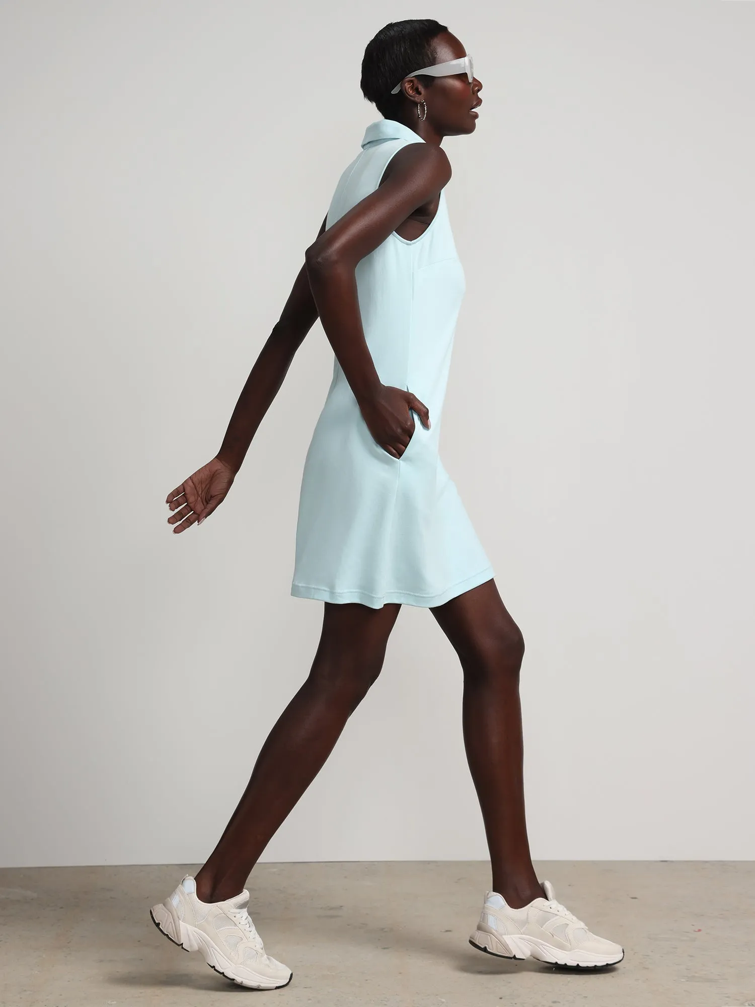 Collared Sleeveless Polo Shift Dress - City Knits