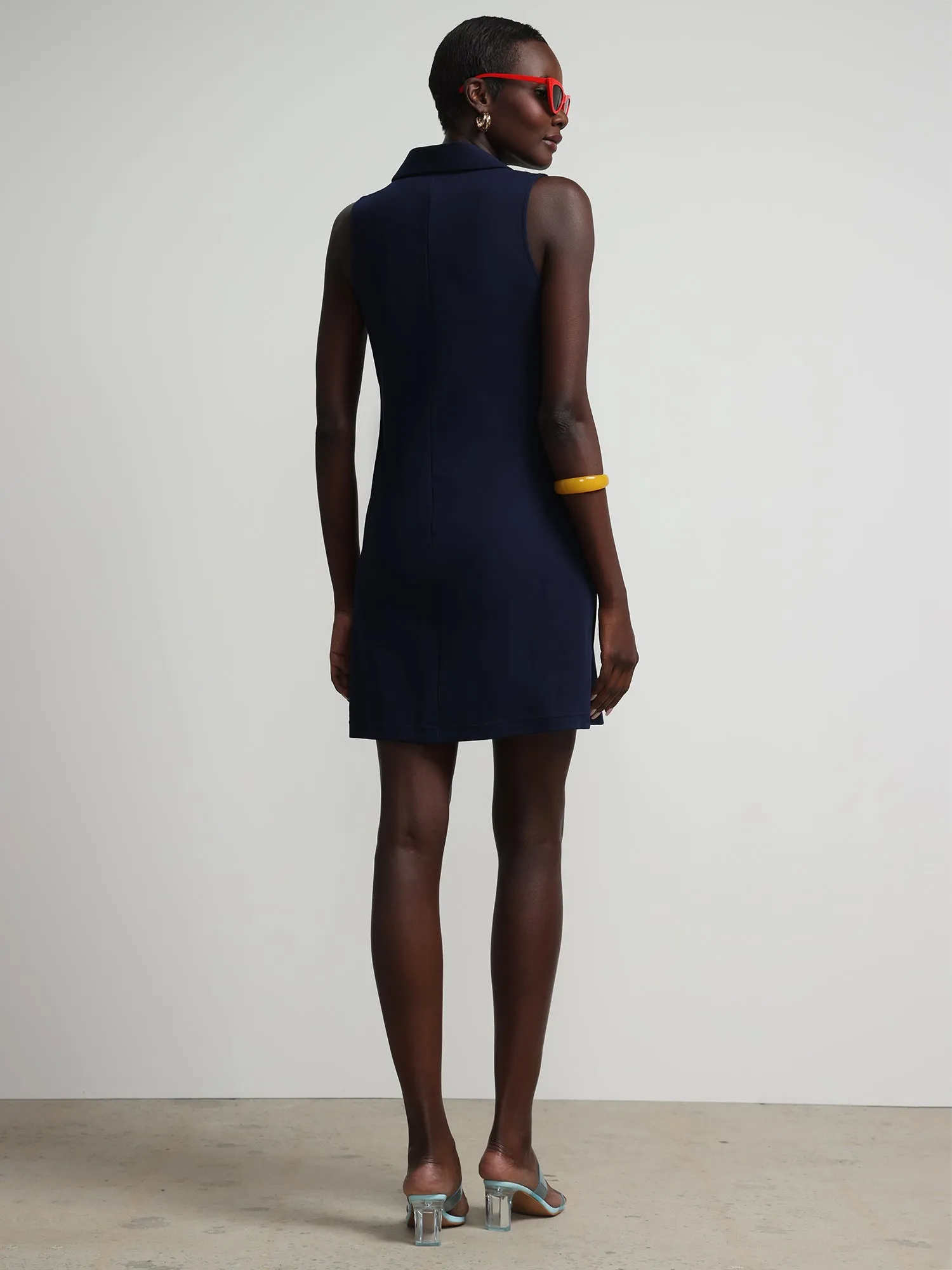 Collared Sleeveless Polo Shift Dress - City Knits