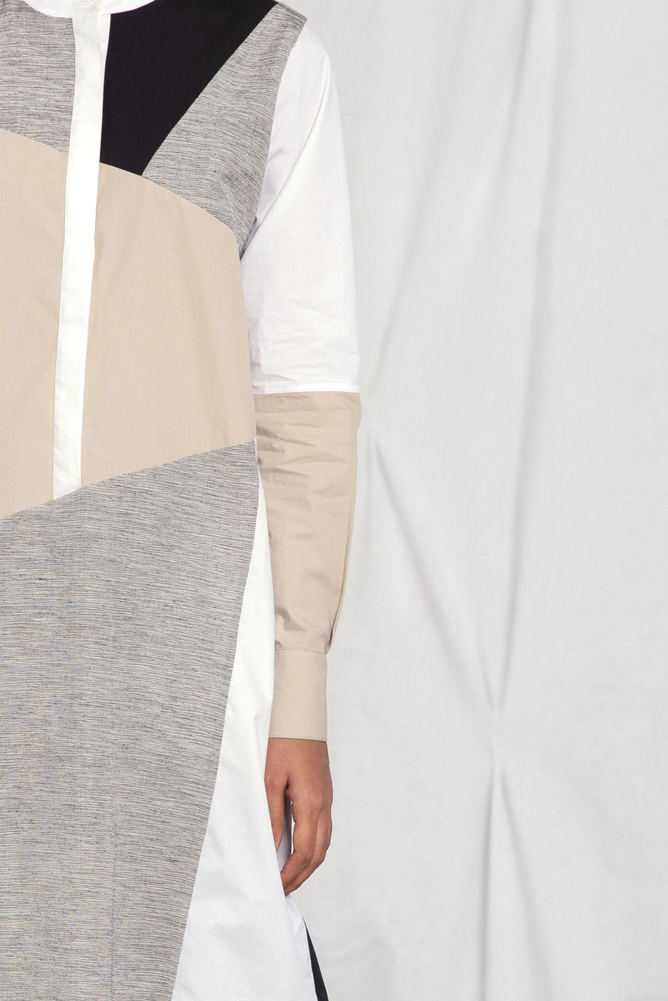 Colour-blocked cotton dress