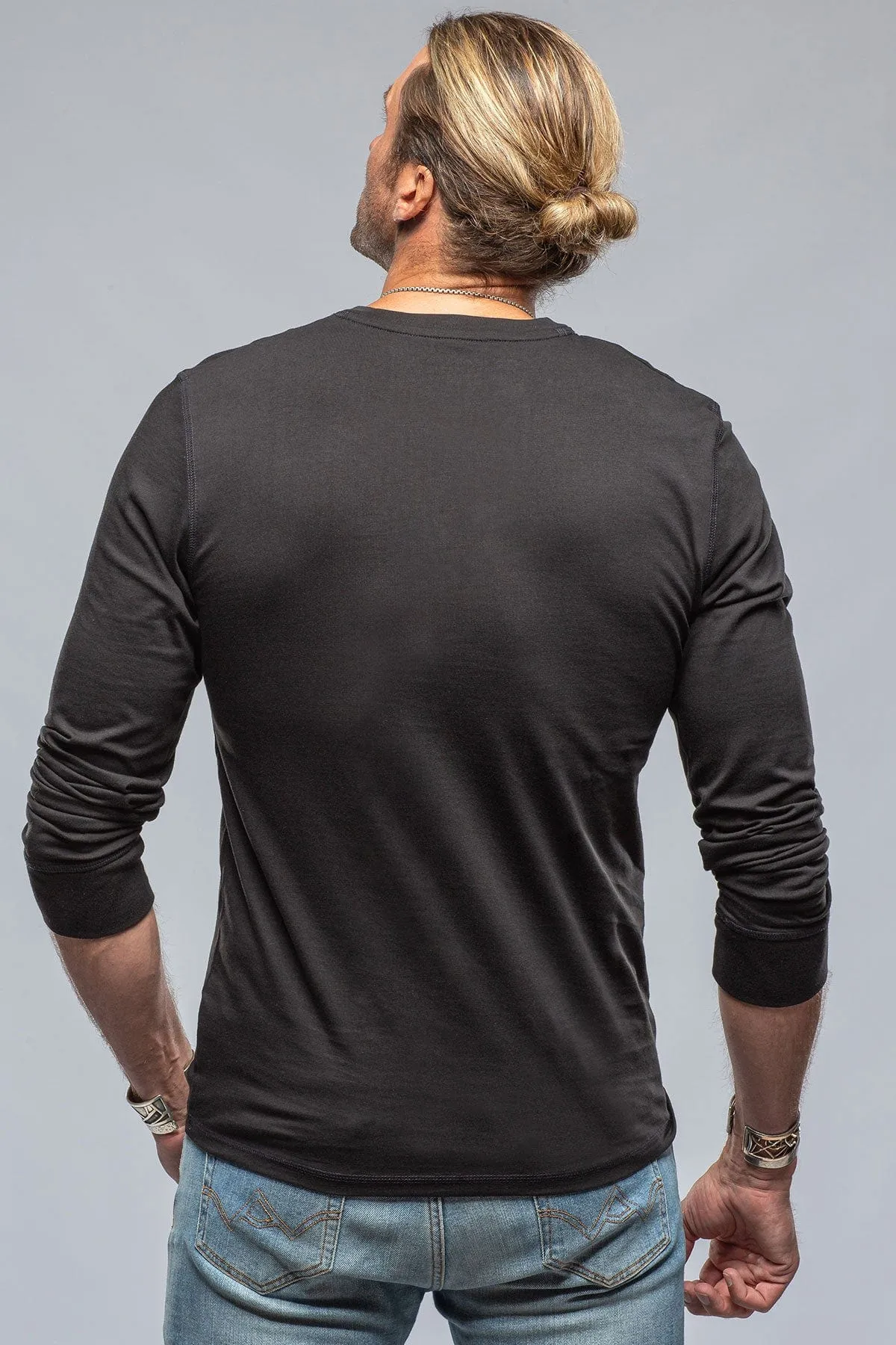 Coronado Cotton LS Henley in Black