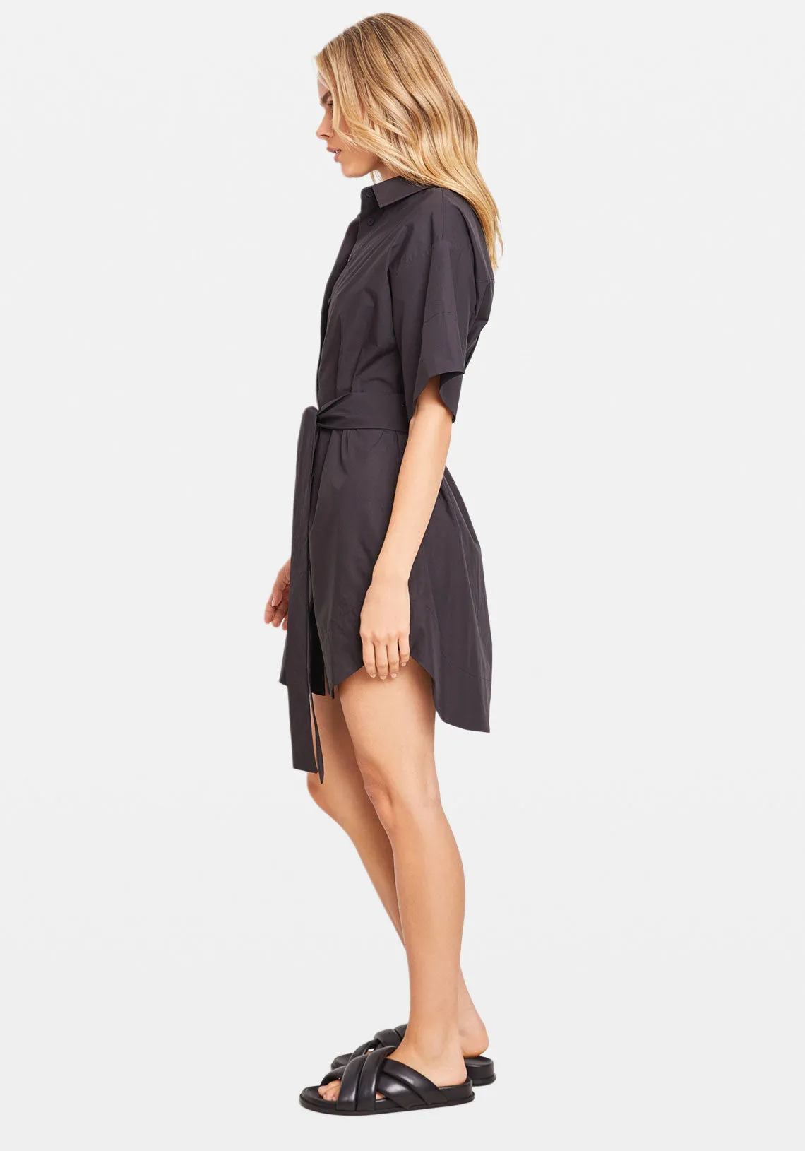 COTTON KIMONO MINI DRESS BLACK