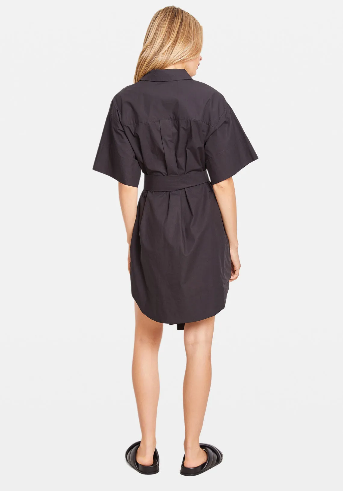 COTTON KIMONO MINI DRESS BLACK