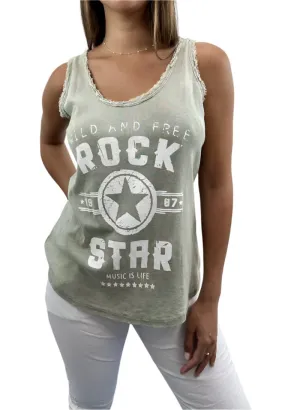 Cotton Printed Tank Top Made In Italy One Size