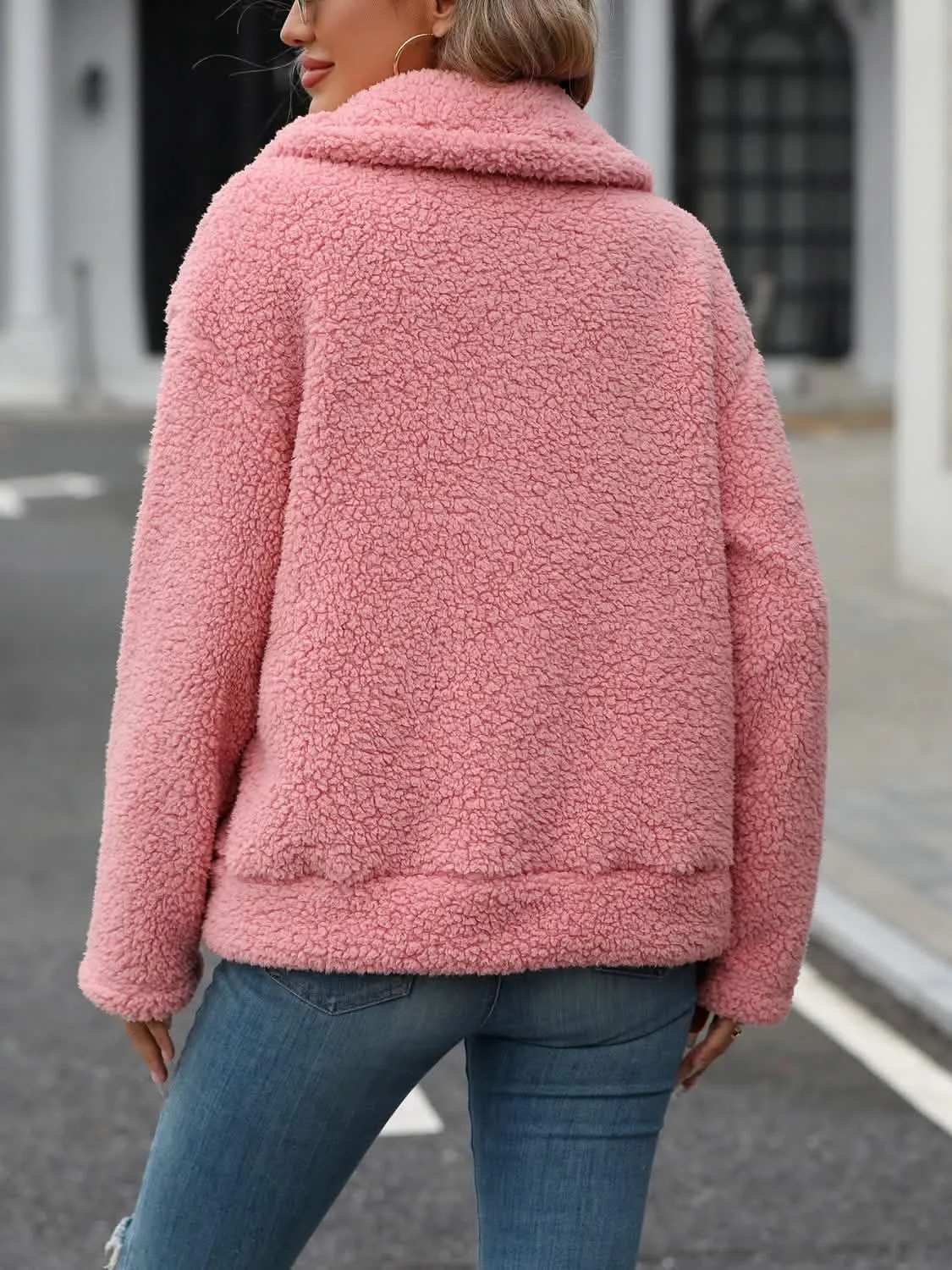 Cozy Plush Zip Jacket with Convenient Pockets
