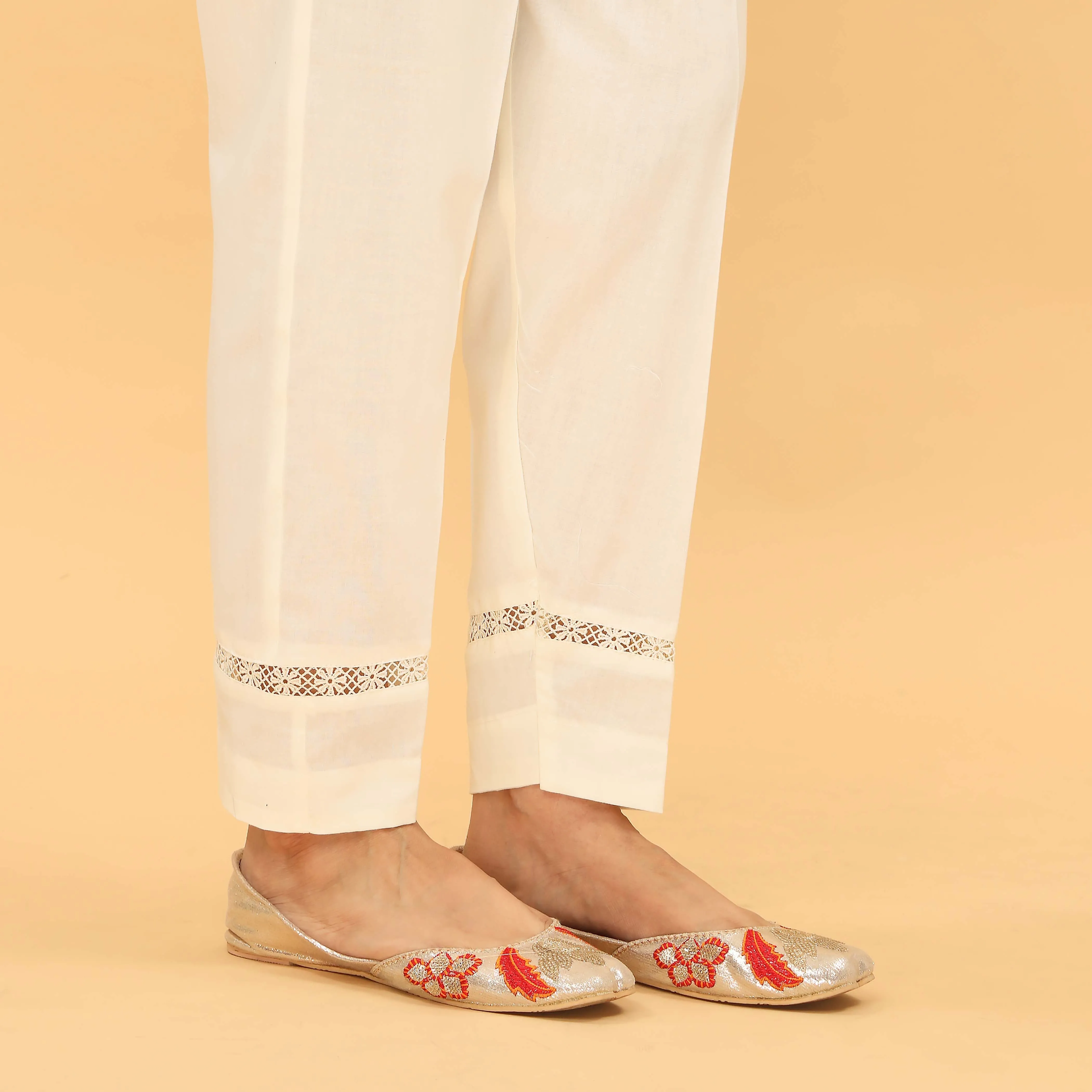 Cream Slim Fit Plain Trouser PL5042