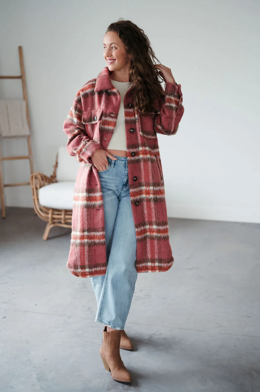 Danny Plaid Longline Shacket