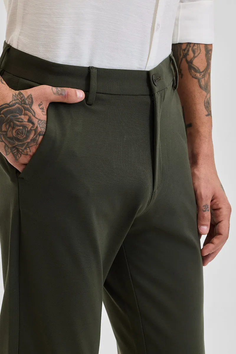 Dark Green Stretch Slim Fit Trousers