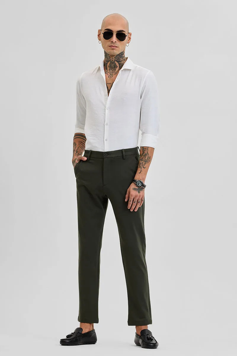 Dark Green Stretch Slim Fit Trousers