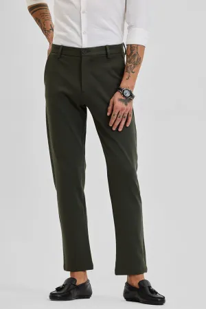 Dark Green Stretch Slim Fit Trousers
