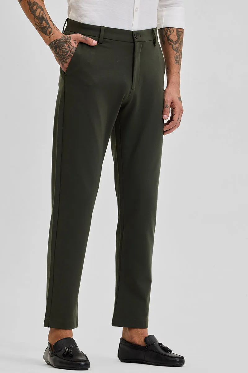 Dark Green Stretch Slim Fit Trousers